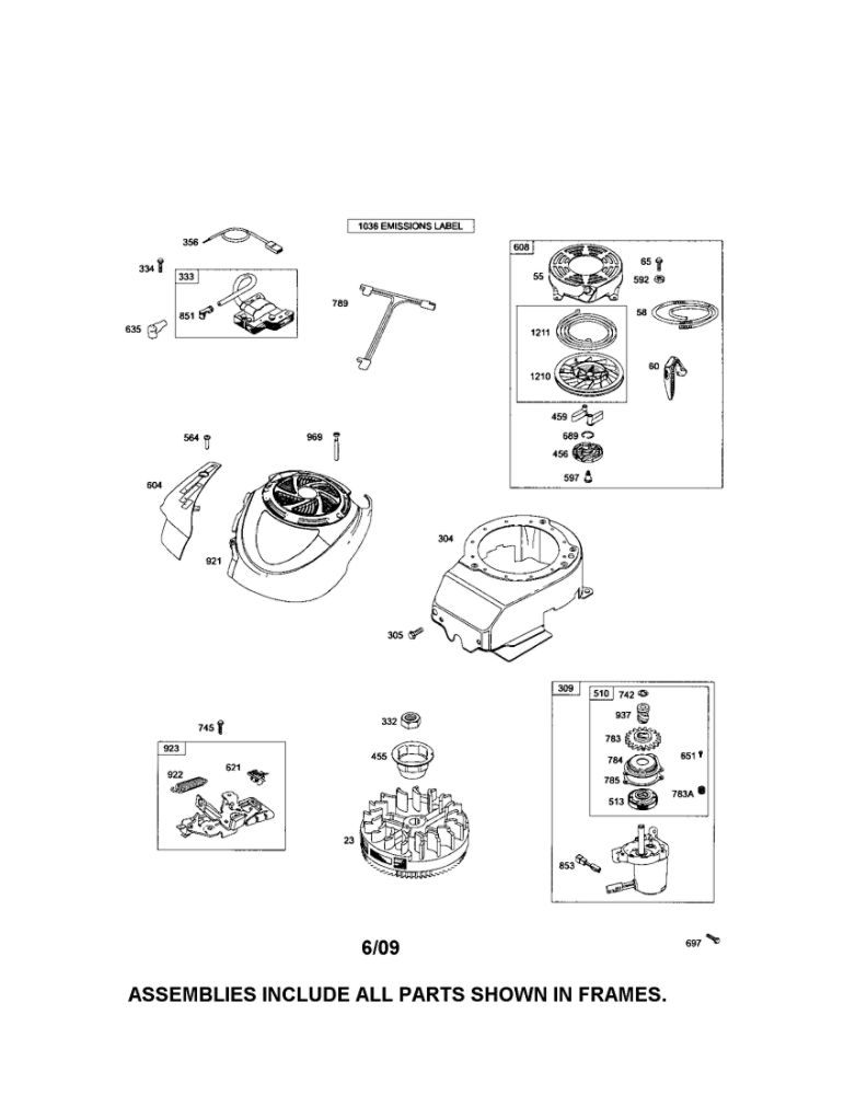 Rewind Starter/Motor Starter Diagram and Parts List for 126T05-1252-EA  Briggs and Stratton Engine